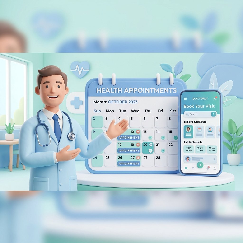 Claymorphism Doctor Scheduler illustration